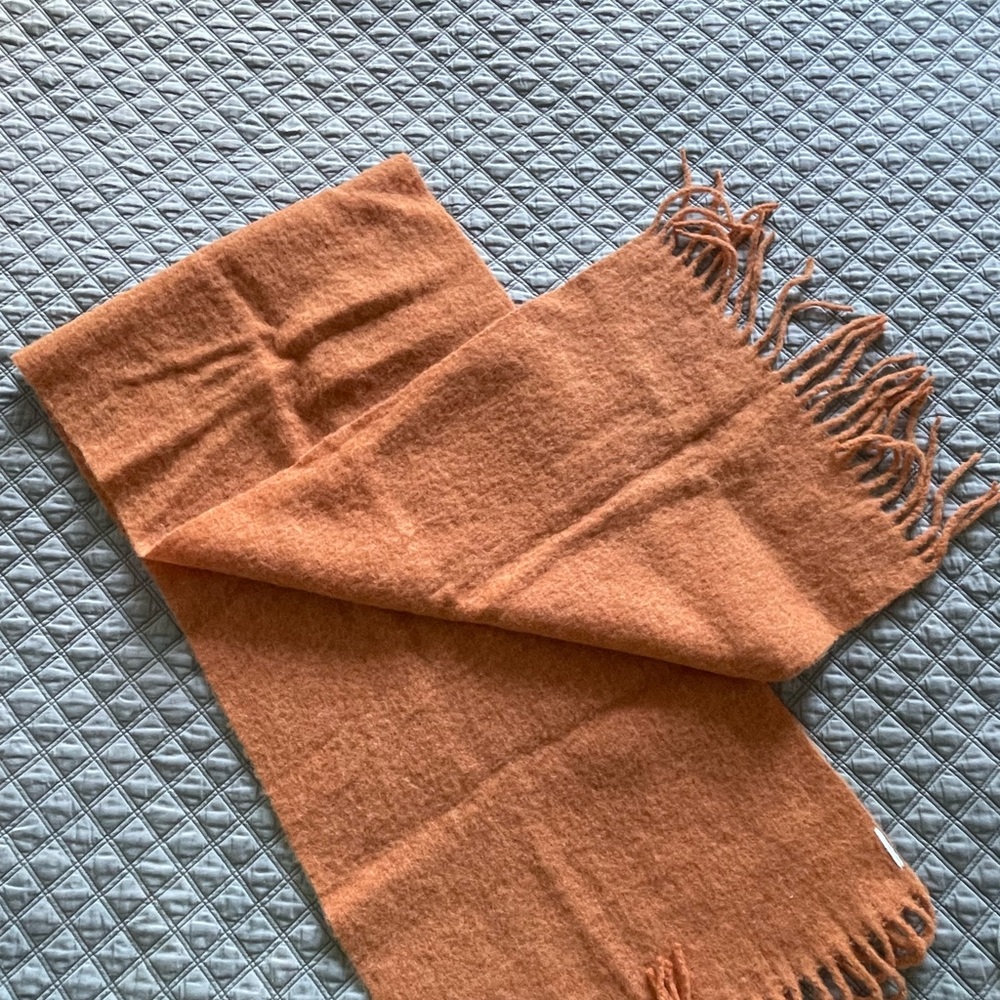 Cozy Orange Scarf with Fringe